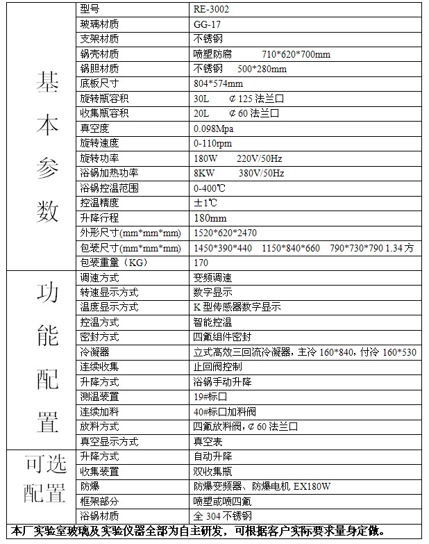 RE-3002型30L旋轉(zhuǎn)蒸發(fā)器/旋轉(zhuǎn)蒸發(fā)儀/旋蒸/蒸發(fā)器